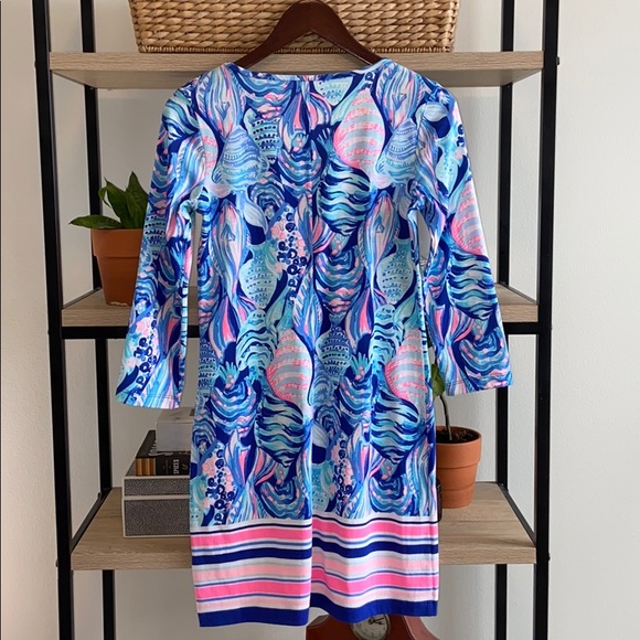 Lilly Pulitzer Beacon Jersey Knit Fish Striped Shift T-shirt Dress, XS - Picture 6 of 8